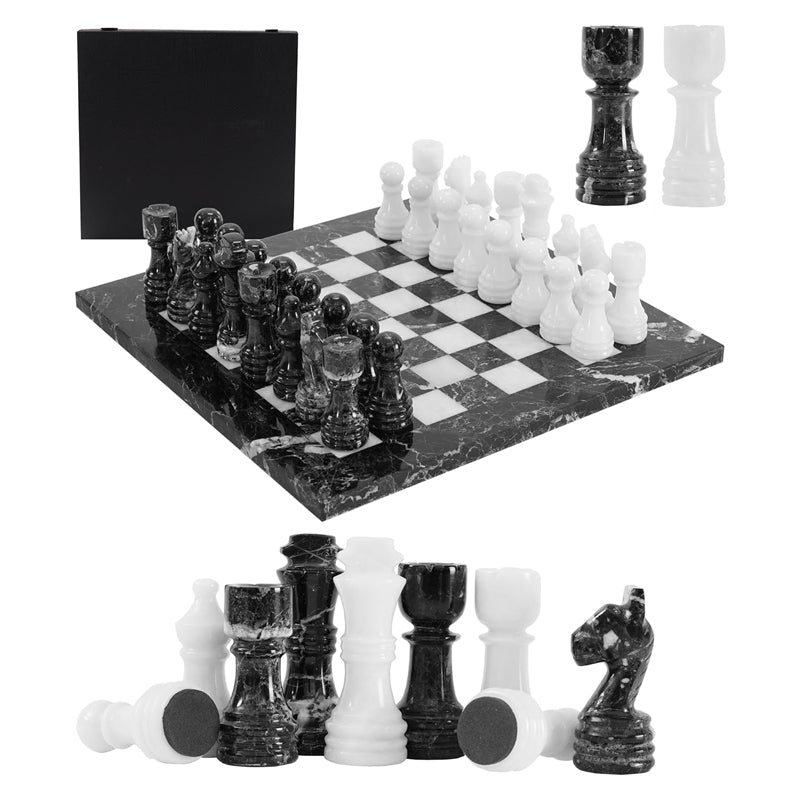 30cm Chess Set Black Zebra And White