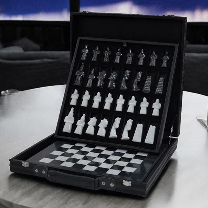Marble Elite 38cm Chess Set - Black & White