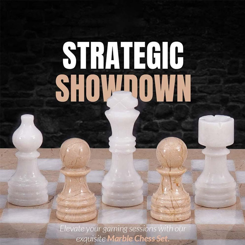 Marble 30cm Chess Set Verona & White