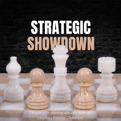 Marble 30cm Chess Set Verona & White
