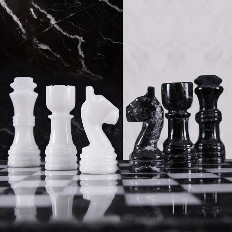 30cm Chess Set Black Zebra And White