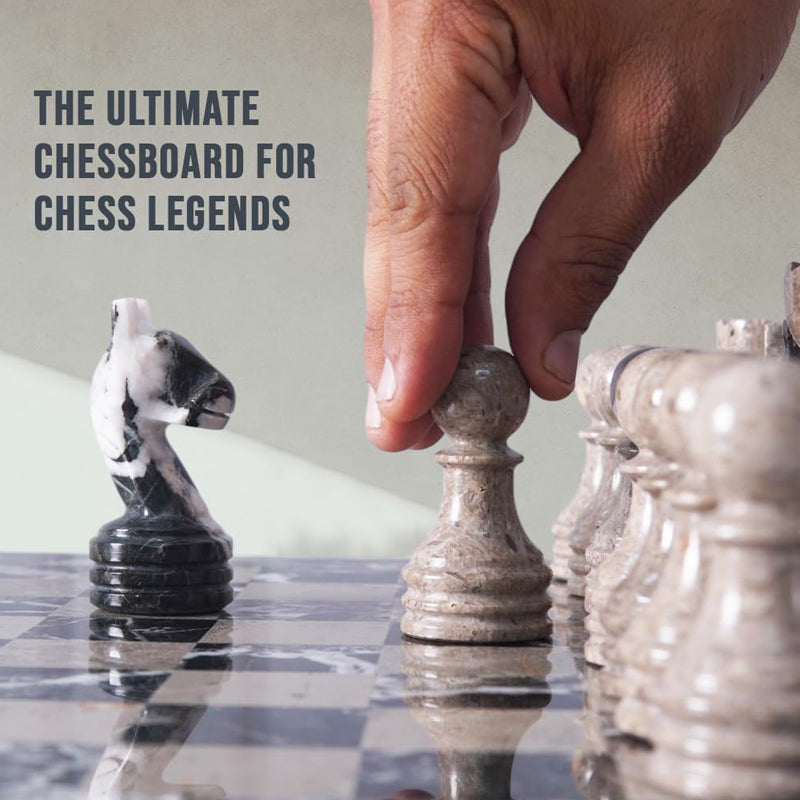 38cm Chess Set Black Zebra And Oceanic