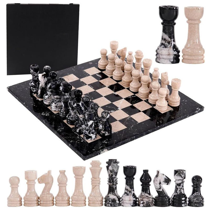 38cm Chess Set Black Zebra And Verona