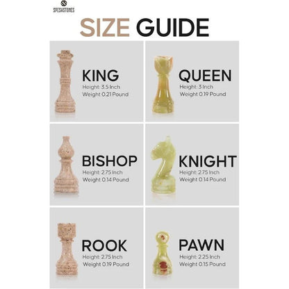 38cm Chess Set Travertine and Green