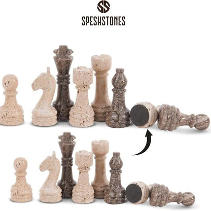 38cm Chess Set travertine and Oceanic