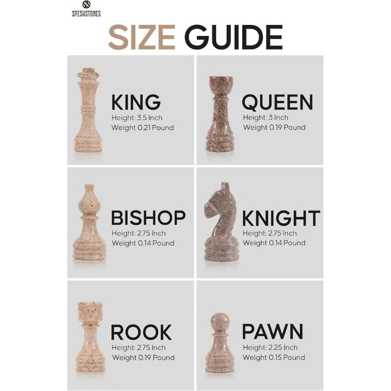 38cm Chess Set travertine and Oceanic