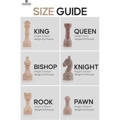 38cm Chess Set travertine and Oceanic