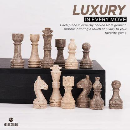 38cm Chess Set travertine and Oceanic