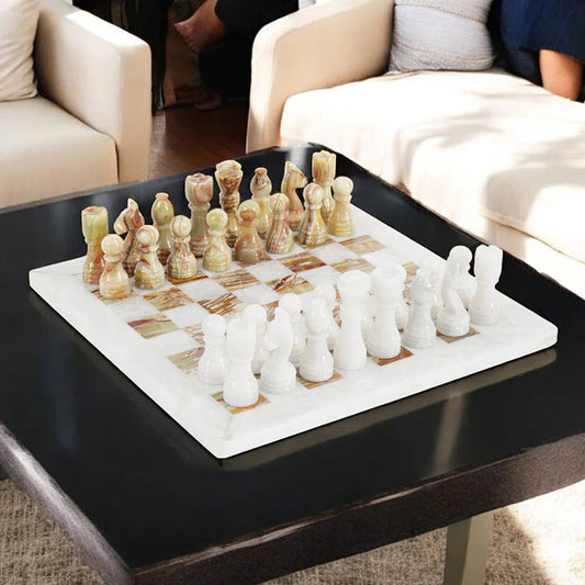 38cm Chess Set White and Green
