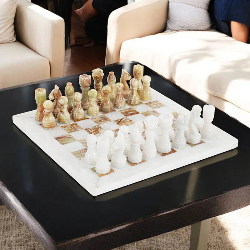 38cm Chess Set White and Green