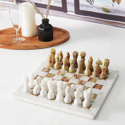 38cm Chess Set White and Green