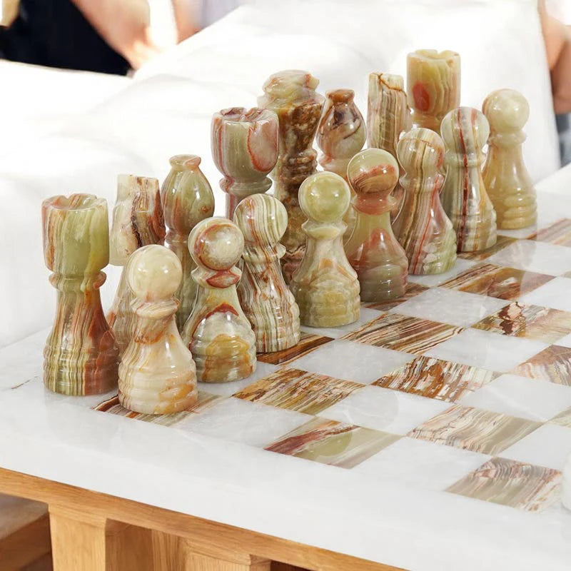 38cm Chess Set White and Green