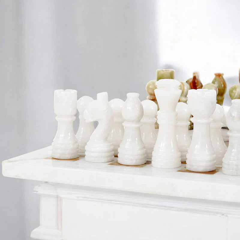 38cm Chess Set White and Green