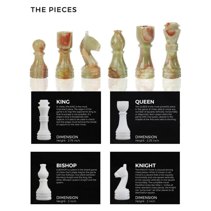 38cm Chess Set White and Green
