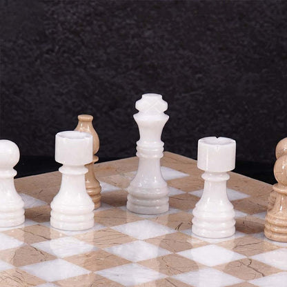 Marble 30cm Chess Set Verona & White