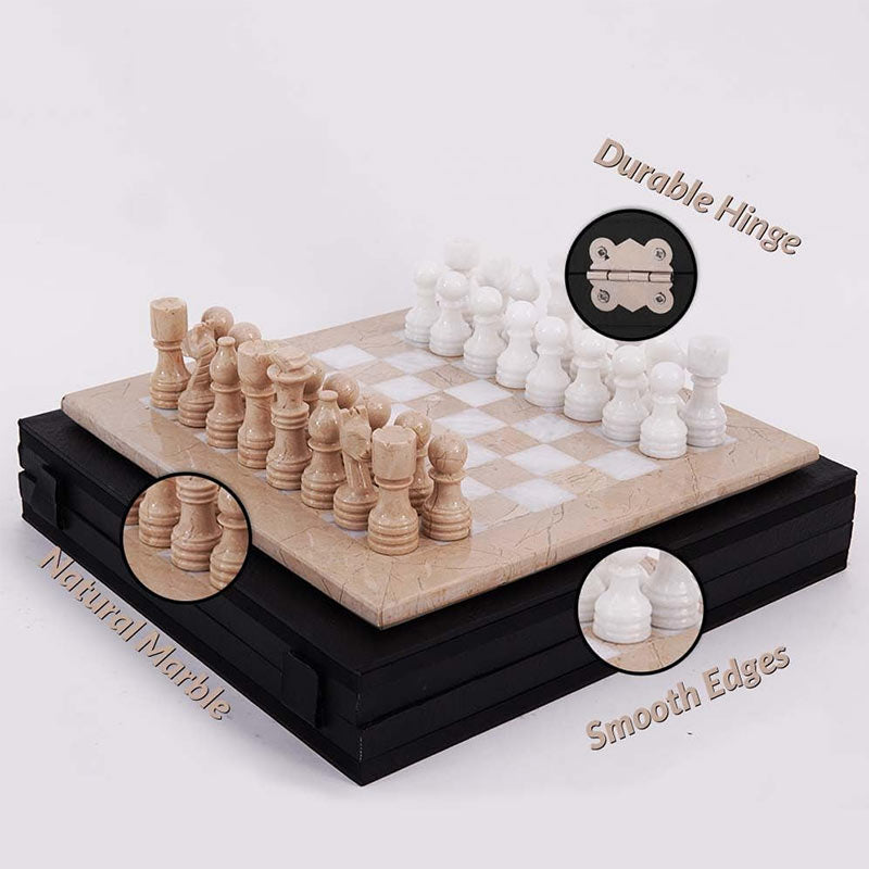 Marble 30cm Chess Set Verona & White