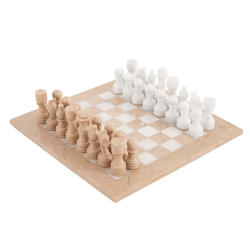 Marble 30cm Chess Set Verona & White