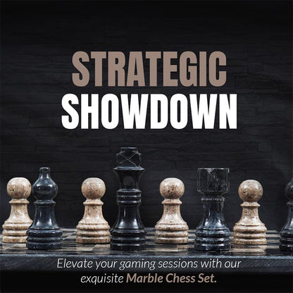 Marble 30cm Chess Set - Black & Oceanic