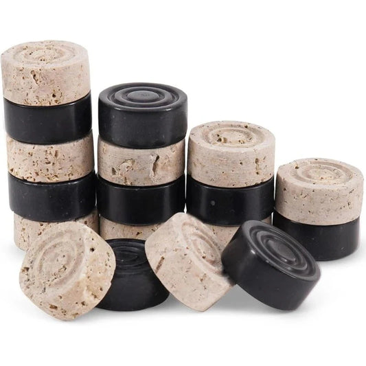 Checkers Figures - Black And Travertine