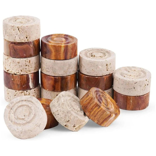 Checkers Figures - Red And Travertine