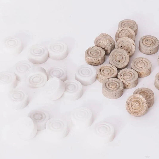Checkers Figures - White and Travertine