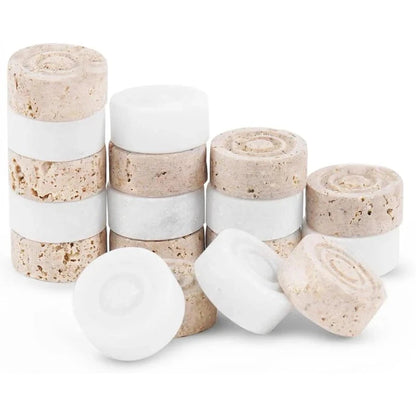 Checkers Figures - White and Travertine