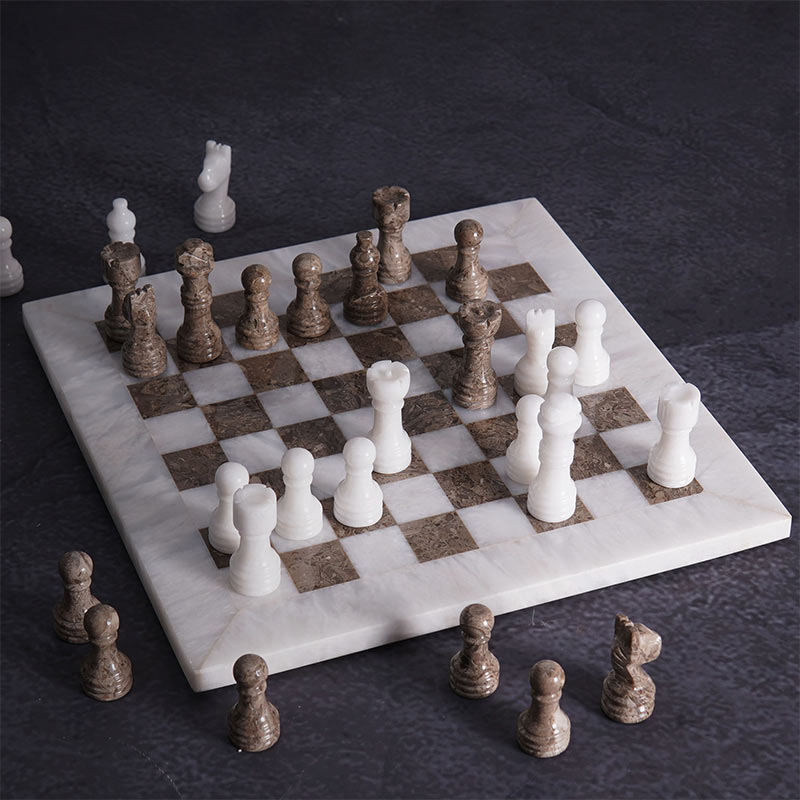 Marble 25cm Chess Set White & Oceanic