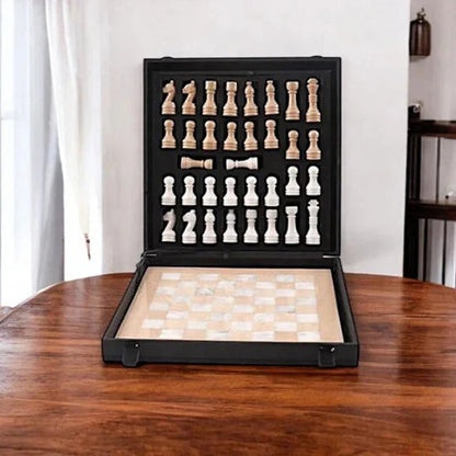Marble 30cm Chess Set Verona & White