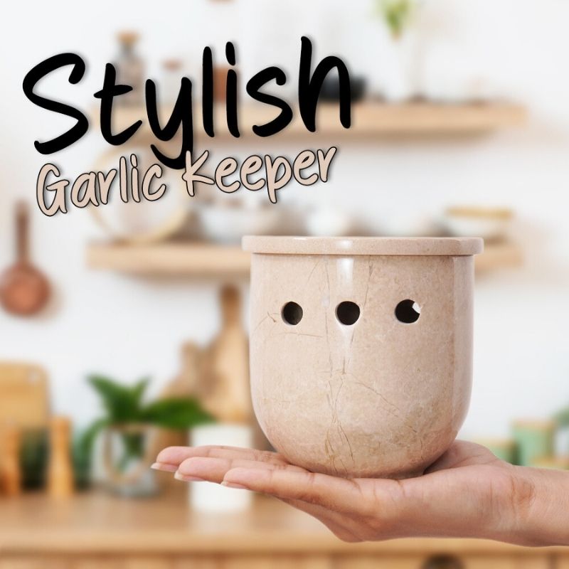 garlic holder, garlic container, garlic keeper, garlic jar