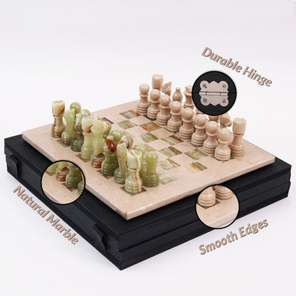 Marble 30cm Chess Set - Verona & Green