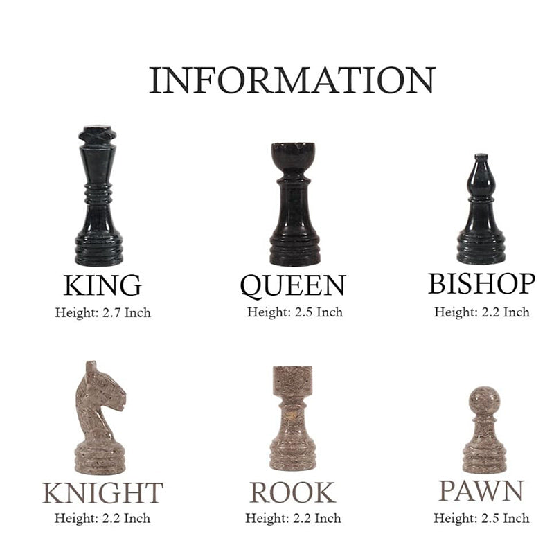 Marble 38cm Chess Set - Black and Oceanic