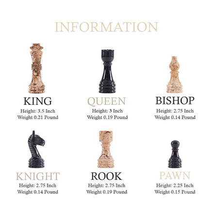 Marble 38cm Chess Set - Coral & Black