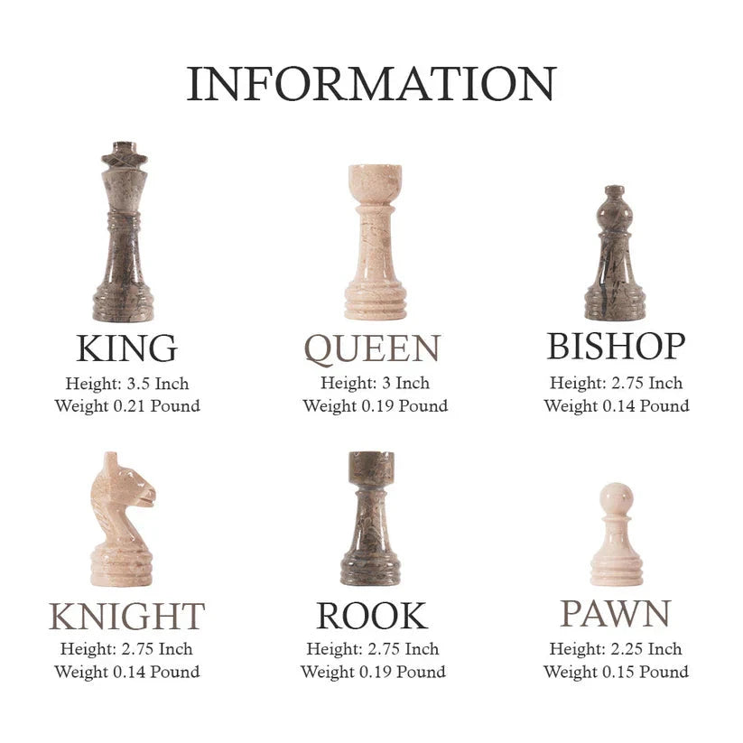 Marble 38cm Chess Set - Oceanic and Verona