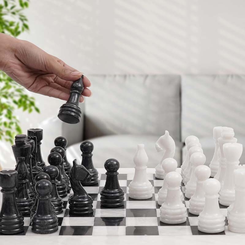Marble 38cm Chess Set - White & Black