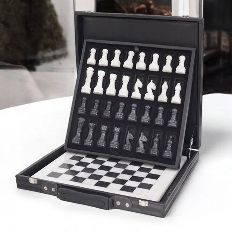 White & Black Marble Chess Set