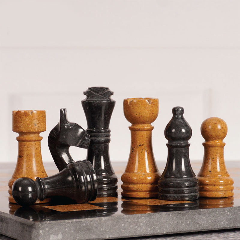 Marble 30cm Chess Set - Black & Golden