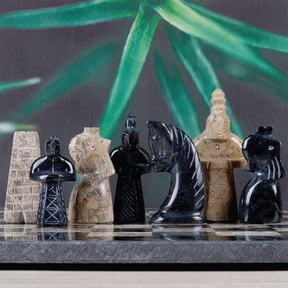 marble-elite-38cm-black-and-coral chess-set