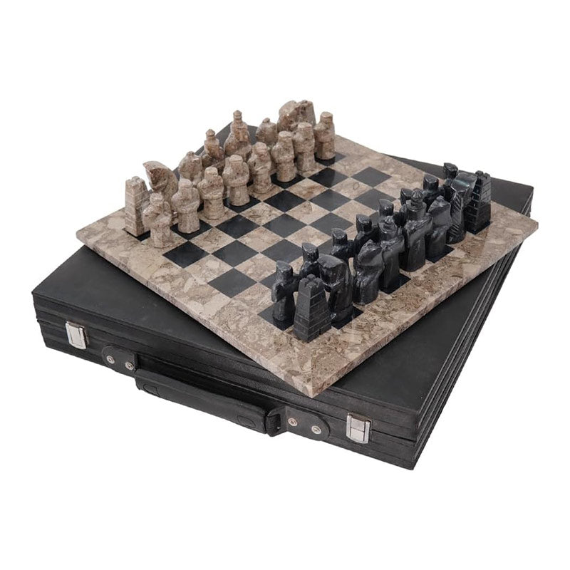 Marble Elite 38cm Chess Set - Oceanic & Black (With Premium Box)