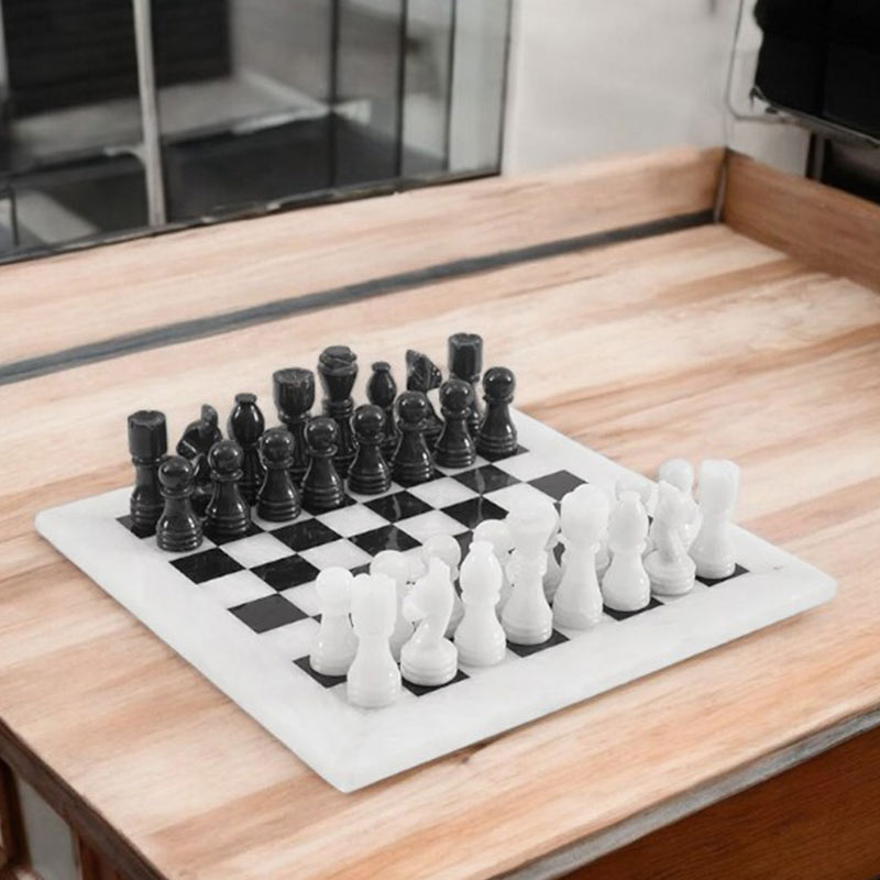 Marble 30cm Chess Set - White & Black