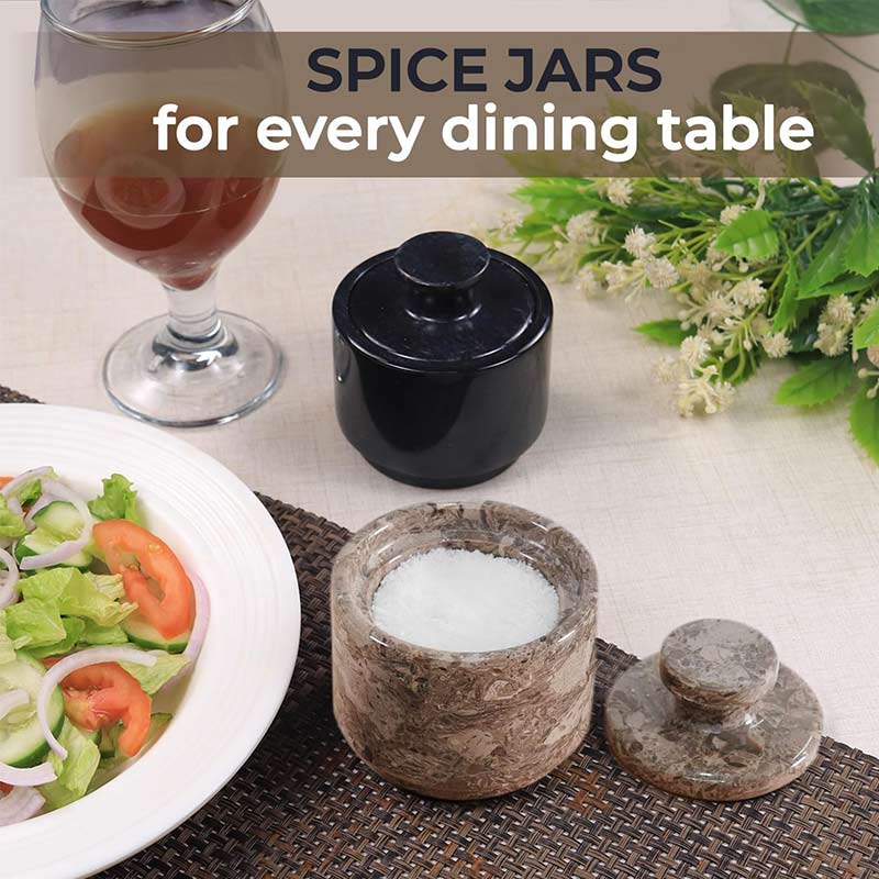 Handcrafted Marble Salt Cellar Set