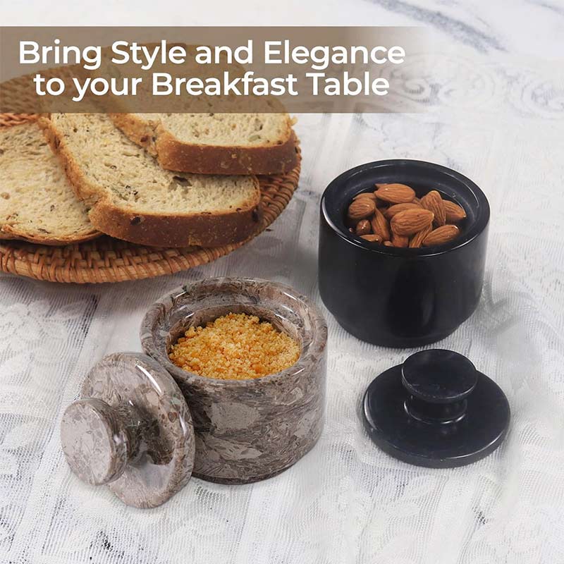 Handcrafted Marble Salt Cellar Set