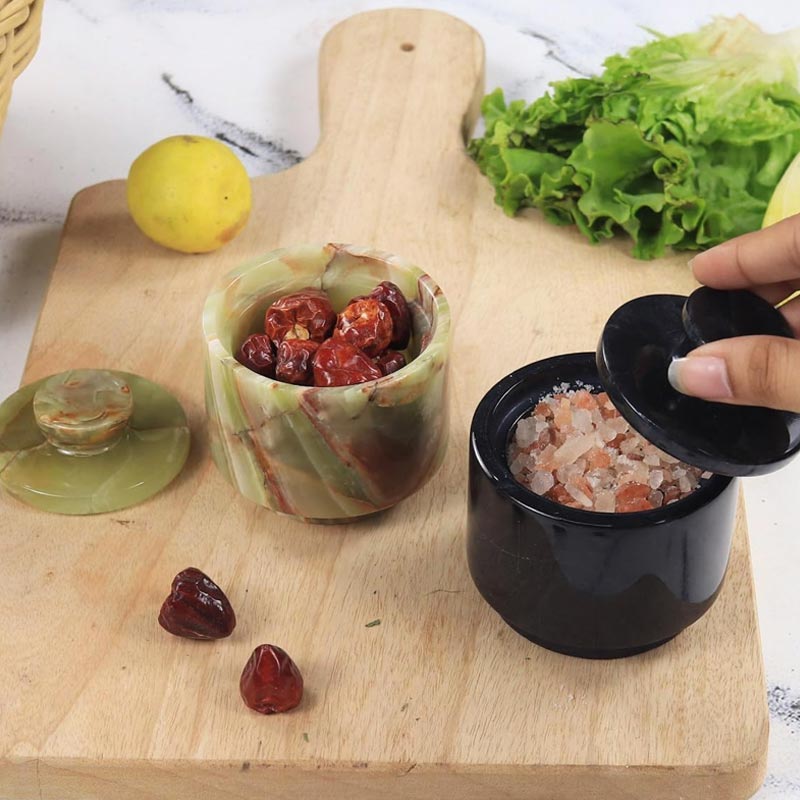 Handcrafted Marble Salt Cellar Set