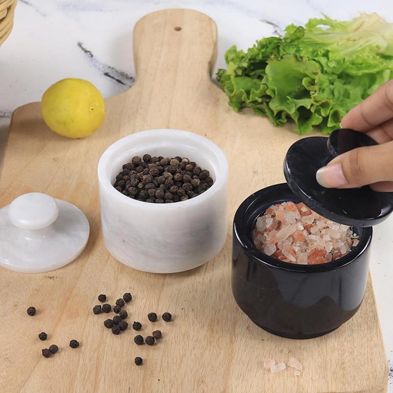 Handcrafted Marble Salt Cellar Set