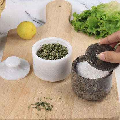 Handcrafted Marble Salt Cellar Set