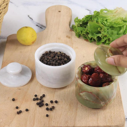 Handcrafted Marble Salt Cellar Set