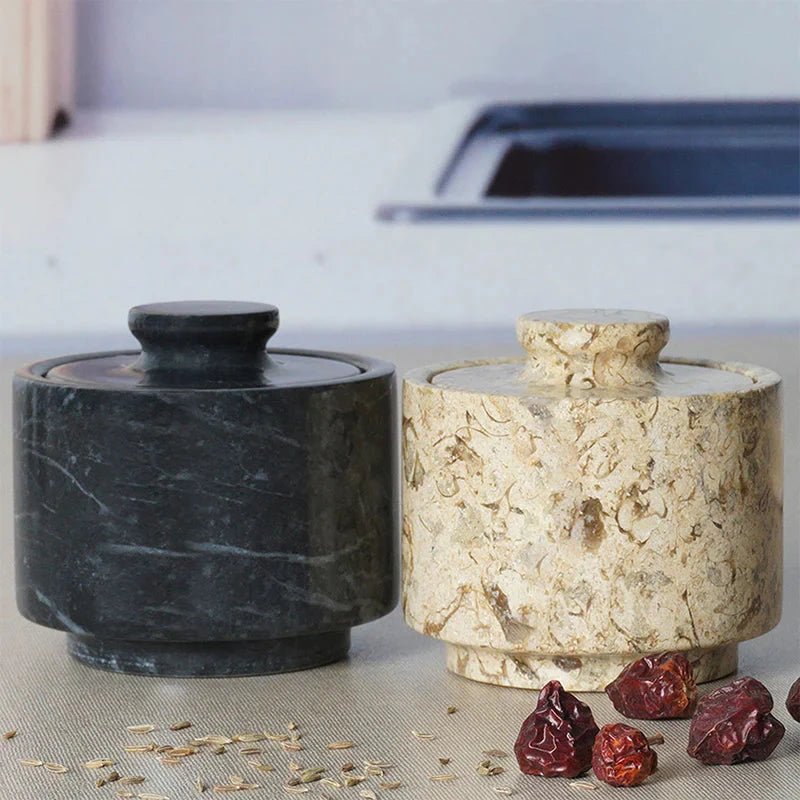Handcrafted Marble Salt Cellar Set
