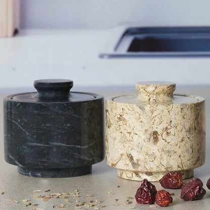 Handcrafted Marble Salt Cellar Set