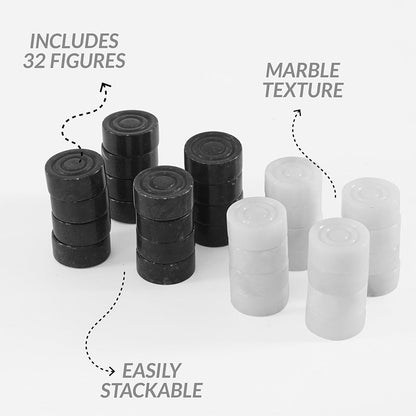 White and Black Checkers Figures Set